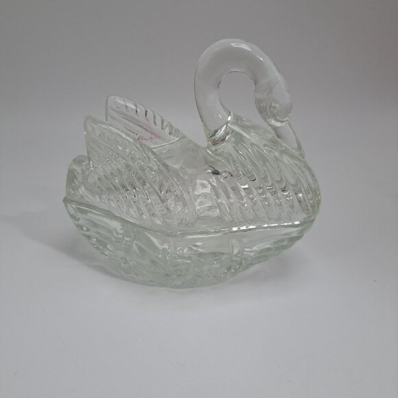 Crystal Glass Swan Figurine Trinket Holder 5" Tall Elegant Decorative Piece - Picture 3 of 8